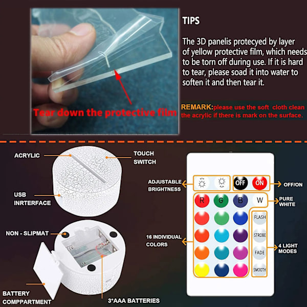 3D LED-lampe Spillromlampe Spill NightLight Gaming Bordslampe for barn Hodetelefoner Game Zone Lights Hjemmedekorasjon Gave Svart base INGEN Fjernkontroll