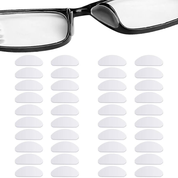 SQBB 40 par silikon näskuddar för glasögon, Stick On näskuddar, D-formad självhäftande näskuddar för glasögon