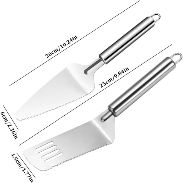 Kakspade set rostfritt stål bröllopstårta skärare multifunktionell pajserver för lasagne som skär 2 st tårta, paj- och konditorservrar