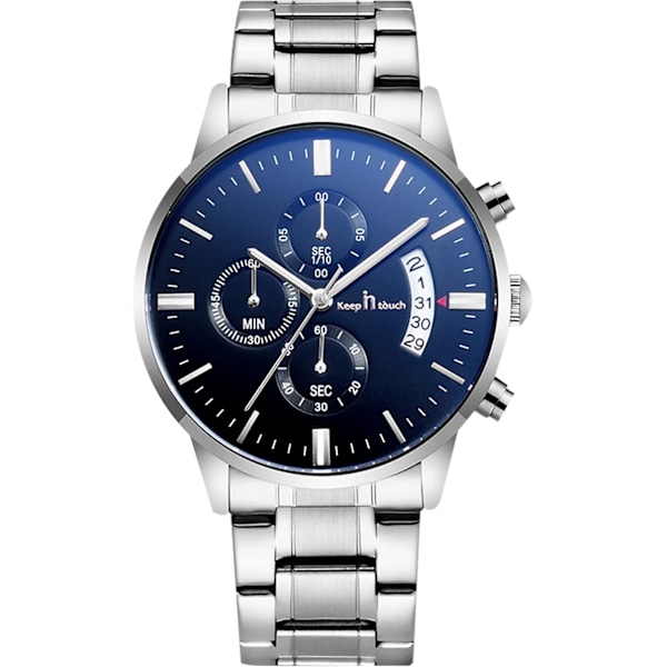 Mænd Analog Kvarts Forretningsure Lysende Vandafvisende Armbåndsur Dato Kalender Ur Chronograph Rustfrit Stål Rem Ur Sølv Sort Silver black