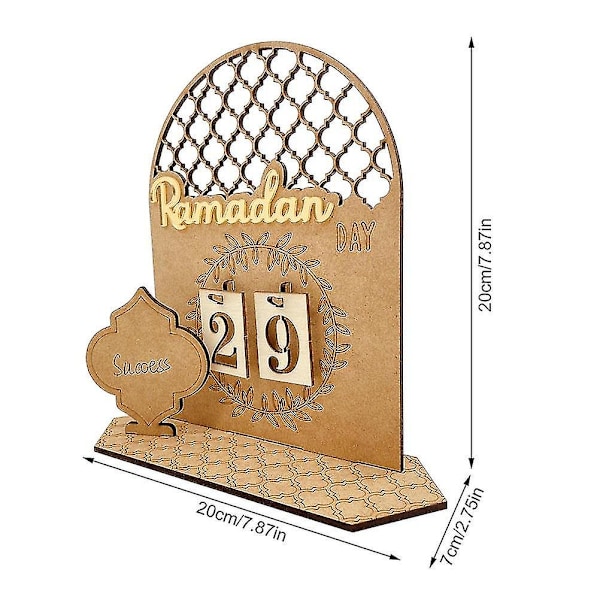 Ramadan-dekorasjoner i tre, gjør-det-selv-nedtellingskalender, bordpynt for Eid Ramadan-fest, festivaltilbehør