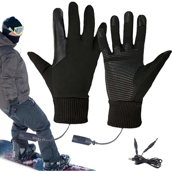 Lämmitetyt hiihtohansikkaat, vedenpitävät akkukäyttöiset talvi työhansikkaat, lumilautailun lämmitetyt varusteet Black XL