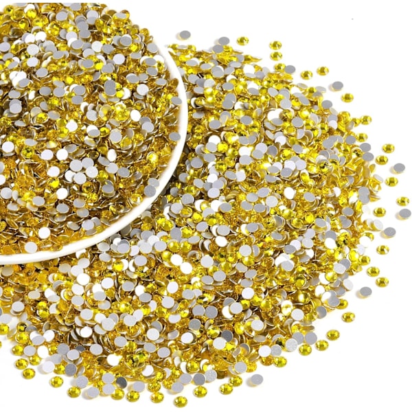 14400 stk Sitronfarget Flatback Rhinestones for DIY Håndverk, SS6, 1,9-2,1 mm Citrine/Lemon Yellow SS6/14400pcs