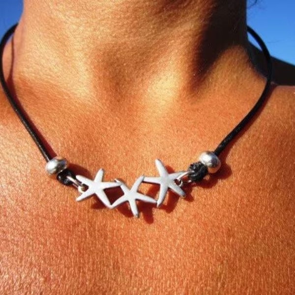 Enkel Star Choker för kvinnor Punk hals smycken gotiska kort läder halsband