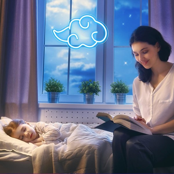 LED-moln Neonljus, Röd Akryl USB Väggdekor för Sovrum, Spelrum, Justerbar blue clouds