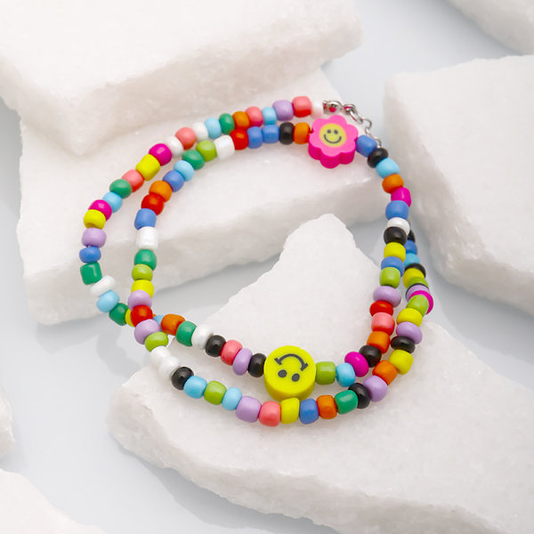 Farverige perler med smiley-ansigt til børn - Halskæde med perler - Fest, strømpe