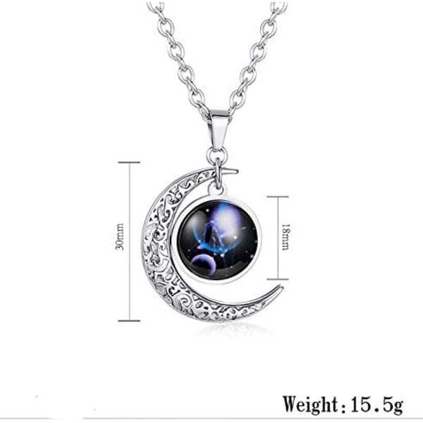 Wekity Stainless Steel Crescent Moon 12 Constellation Zodiac Sign Luminous Pendant Halsband Glow in The Dark, Taurus