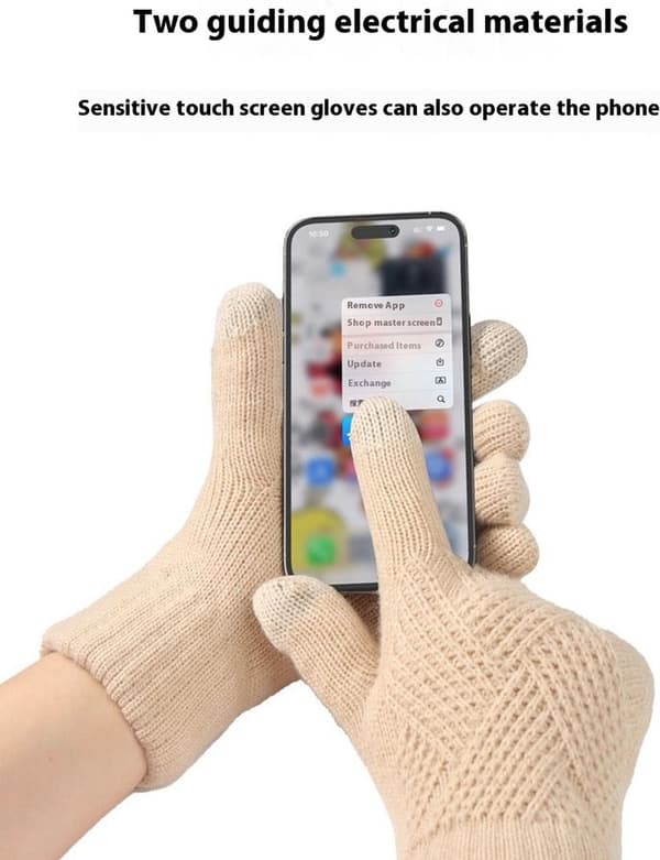 Damehandsker - Vinterhandsker - Plys Handsker - Fortykket - Kuldebeskyttelse - Touchscreen - 22 cm - Beige