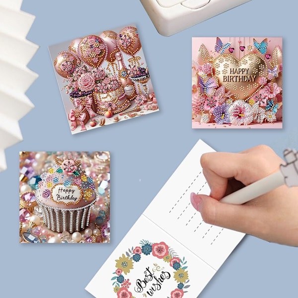 Handgjorda Diamantkonst Julhälsningskort Set, 12/8/6/4 Pack, DIY Semesterkort HK044