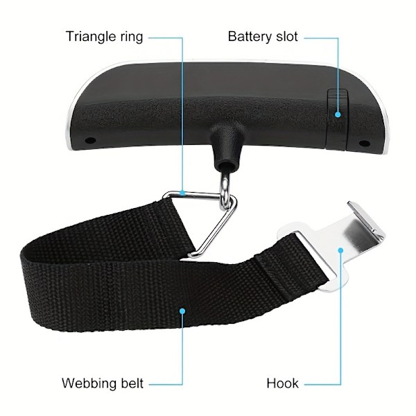 Kannettava vaaka, digitaalinen LCD-näyttö 110lb/50kg Elektroninen matkalaukku riippuva matkalaukku painaa Hook Style