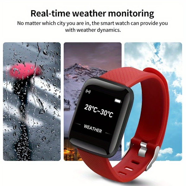 Multifunksjonell smartklokke for menn, kvinner og barn med meldingsvarsler, musikkontroll, sports-, skritt-, og kalorimåling D13 Smartwatch alarmklokke 116P Lus grønn