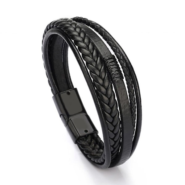 Stilfuldt slidstærkt PU-læderarmbånd Brun-Sort 19CM