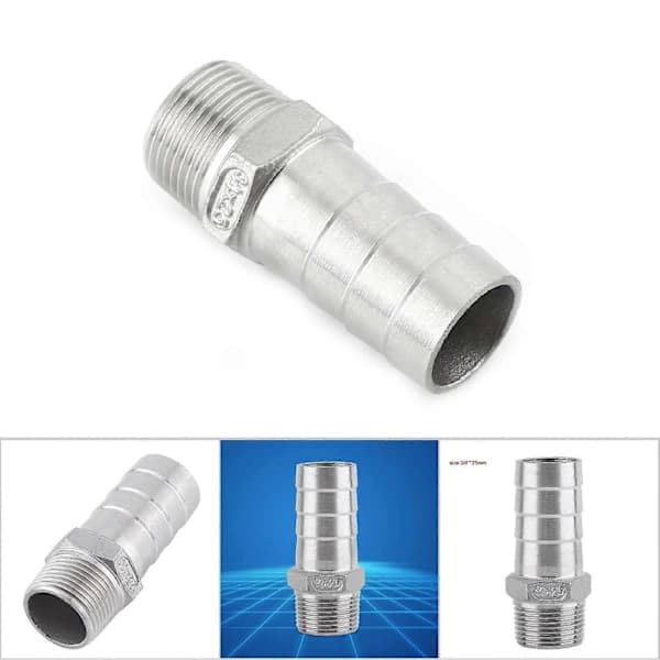 Rustfrit stål han gevind rørfitting adapter slange hale stik (3/4  \"x25mm)—max
