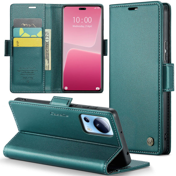 SQBB Caseme 023-serien för Xiaomi 13 Lite / Civi 2 5g anti-scratch Phone case Rfid Blocking Pu Leather Flip Cover Grön