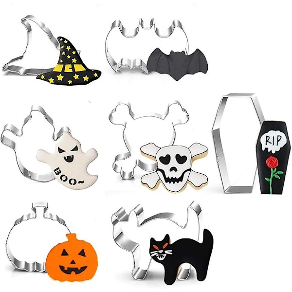 7 delar Halloween kakformar set - Rostfria kexformar