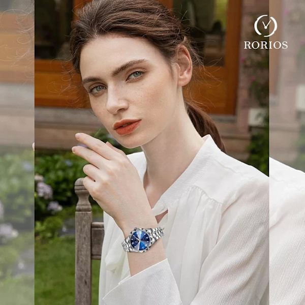 Enkel Damklocka i Rostfritt Stål Elegant Analog Kvarts Luminous Blå A Blue A