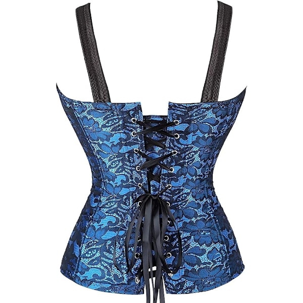 Korsetter til kvinder Overbust Bustier Top Gothic exy skulder 2928blue S 2928blue S