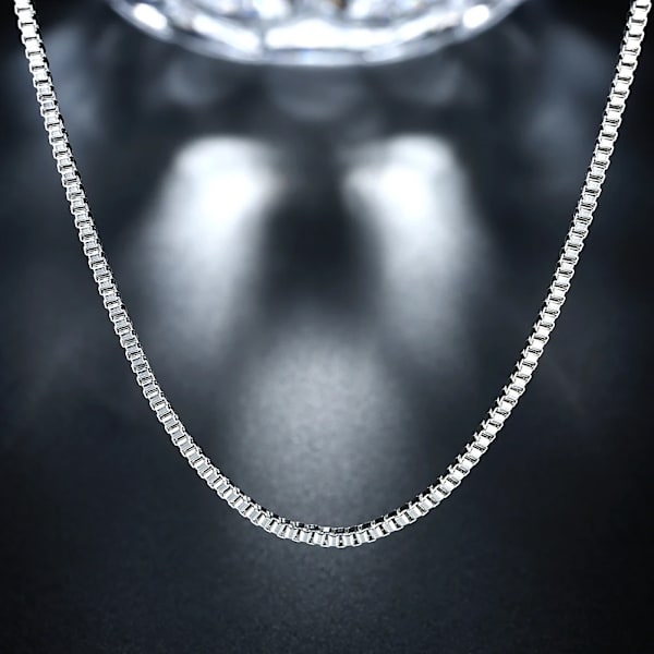 925 Sterling Hopeaketju 16-24 tuumaa hieno 2MM Laatikkoketju Miehille Naisille Korkealaatuinen Muoti Juhla Korut Lahjat 40cm 16 tuumaa