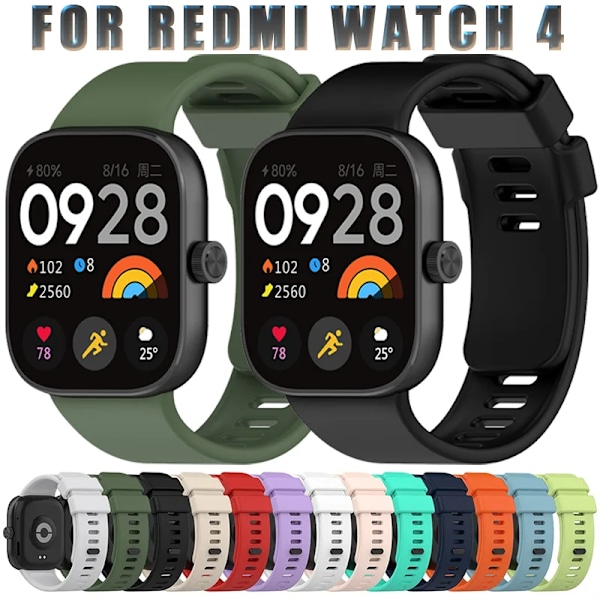 Silikoninen ranneke Redmi Watch 4:lle - Tarvike, Vaihto, Älykello Ranneke, Pehmeä Urheiluranneke, Correa Mi Watch 4 Remmi, Punainen Redmi Watch 4:lle