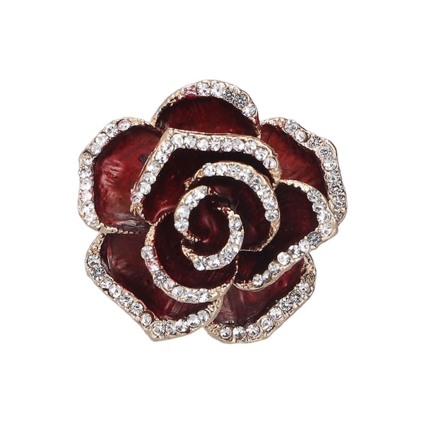 SQBB Brosch Pin Camellia Form Elegant Utsökt Strass utsmyckad Brosch För Kvinnor Kläder Siden Halsduk Dekoration Giftred