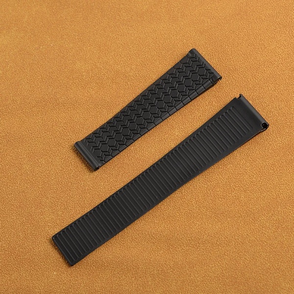Silikon Gummi Svart Klockarmband 22Mm Klockrem För Tag Heuer Carrera F1 Rem Fjärilsspänne Drivet Mjukt Armband Svart utan spänne 22mm