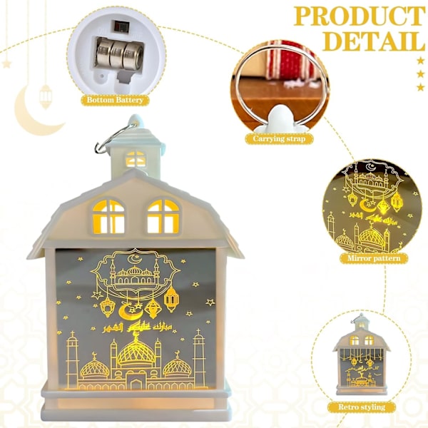 LED Ramadan-lykt, Smijern Nattlampe, Bærbar Eid Mubarak Dekorasjon (B) b