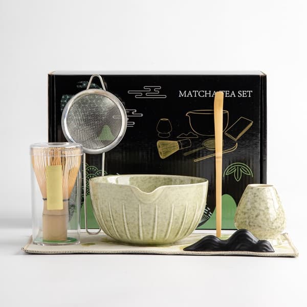 Matcha-set - Set om 7 - Matcha startkit - Matcha-visp - Det perfekta setet för traditionell matcha - Bambu - Vackert förpackat - B