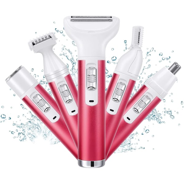 Elektrisk Skraber til Kvinder, 5-i-1 Smertefri Epilator, USB Genopladelig Vådt & Tørt Razor til Ansigt, Ben, Bikini