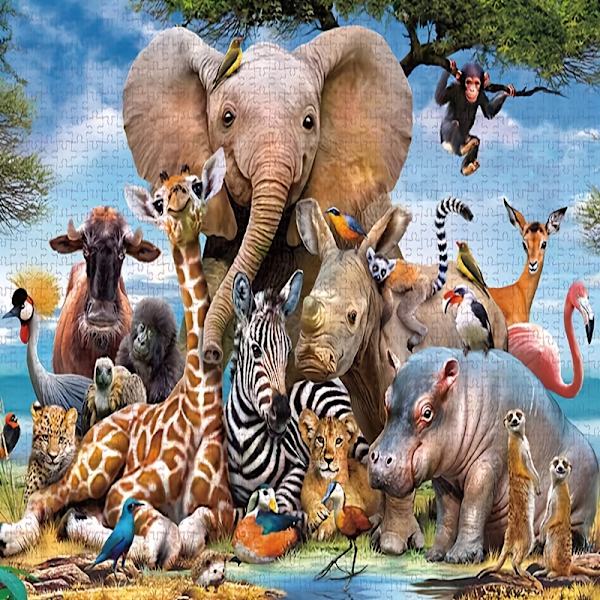 1000 Palan Eläinmaailman Puzzle - Sopii Aikuisten ja Lasten DIY-Puzzle-Leikkikaluksi, Tarjoaa Tuntikausia Hauskaa ja Rentoutumista Halloweeniin ja Jouluun