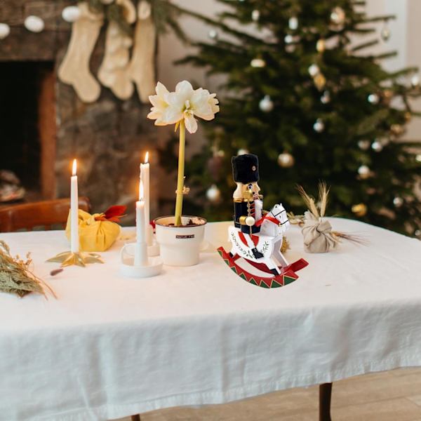 Stående Træ Nøddeknækker Vippehest Julepynt, 12\" B