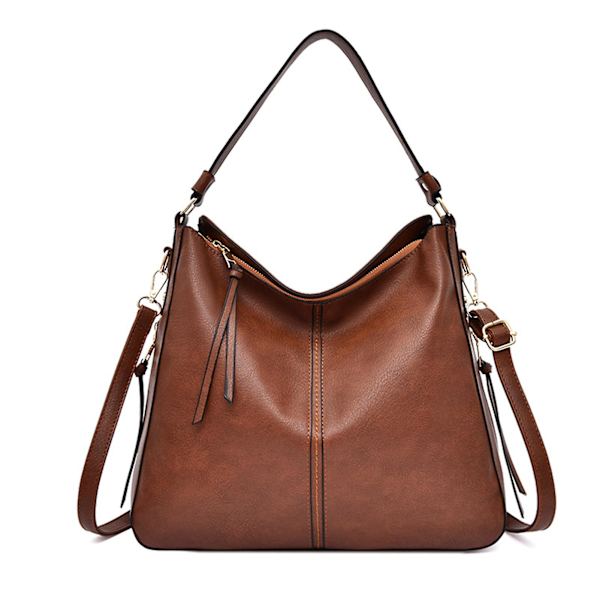 Kvinnors Retro Enfärgad Handväska Casual Pu Läder Crossbody Väska För Shopping Och Pendling brun