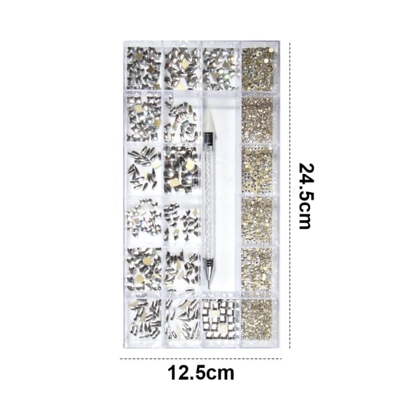 CQBB Nail Art borr platt botten formade set-25 formade borrar/rutnät, 2500 små borrar-TZ1235 Vit