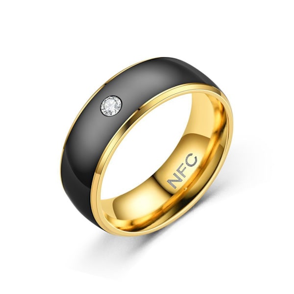 NFC Smart Ring Finger Digital Ring SVART&GULD 9 Black&GOLD