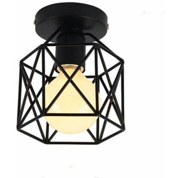 Retro industriell svart metallbur taklampe, firkantet jern lysekrone pendellampe for gang, inngangsparti, midtgang