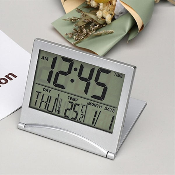 Digital resealarmklocka - Fällbar kalendertemperaturtimer Lcd-klocka Väderprognosklocka B