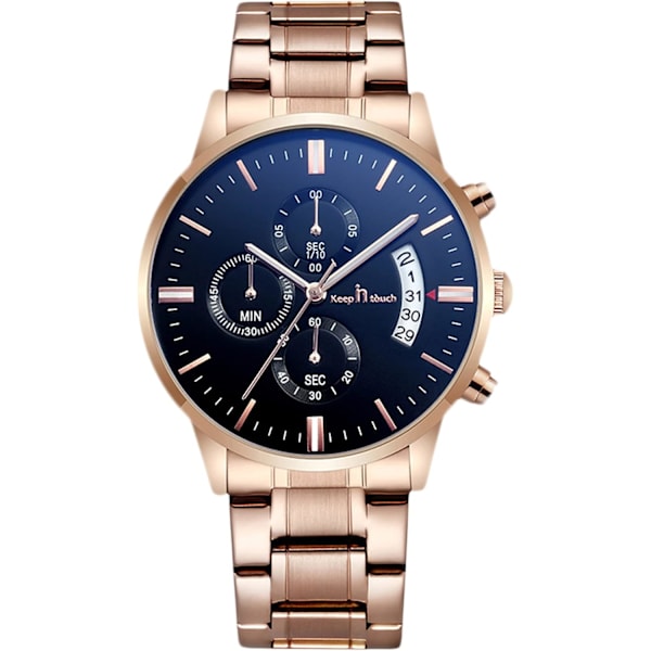 Mænd Analog Kvarts Forretningsure Lysende Vandafvisende Armbåndsur Dato Kalender Ur Chronograph Rustfrit Stål Rem Ur Sort Rosenguld Black rose gold