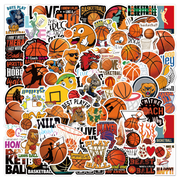 CQBB Basketklistermärken 100 st, vinylvattentäta basketsportklistermärken för vattenflaska laptop skateboard, basketgåvor för barn tonåringar