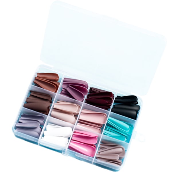 Kunstige negle matte ren farve mellemlange stilet stil 1 style 1