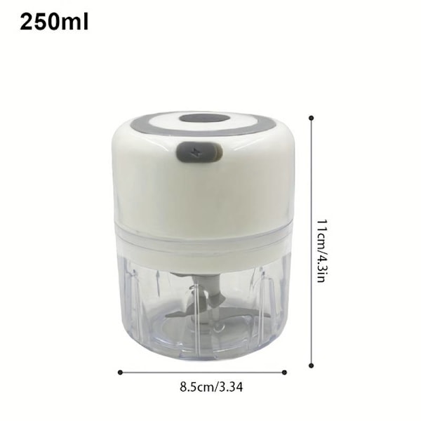 1 st 250 ml kapacitet, USB-laddningsbar matlagningsmaskin, köksvitlöksblandare, elektrisk strimlare, liten automatisk matlagningsmaskin