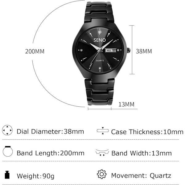 Minimalistiska Par Klockor Kvinna Man Armbandsur Business Rostfritt Stål Klocka Analog Kvarts Klocka 50m Vattentät Lysande Klocka Svart A Black A