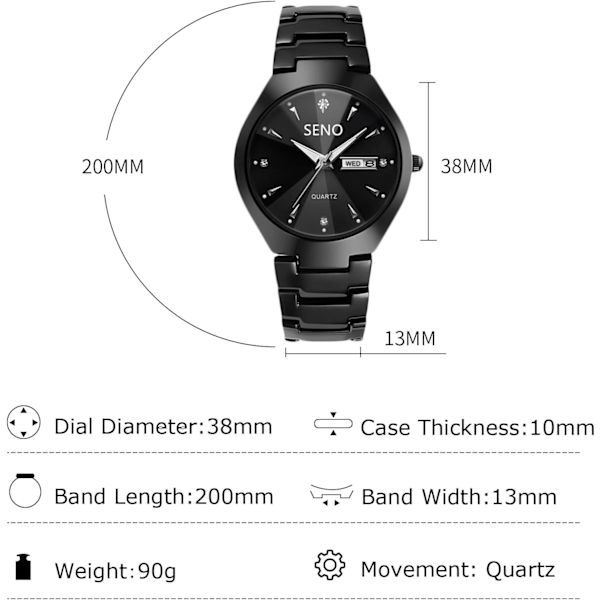 Minimalistiske Par Klokker Kvinner Menn Håndleddklokke Business Rustfritt Stål Klokker Analog Kvarts Klokker 50m Vanntette Lysende Klokker Svart A Black A