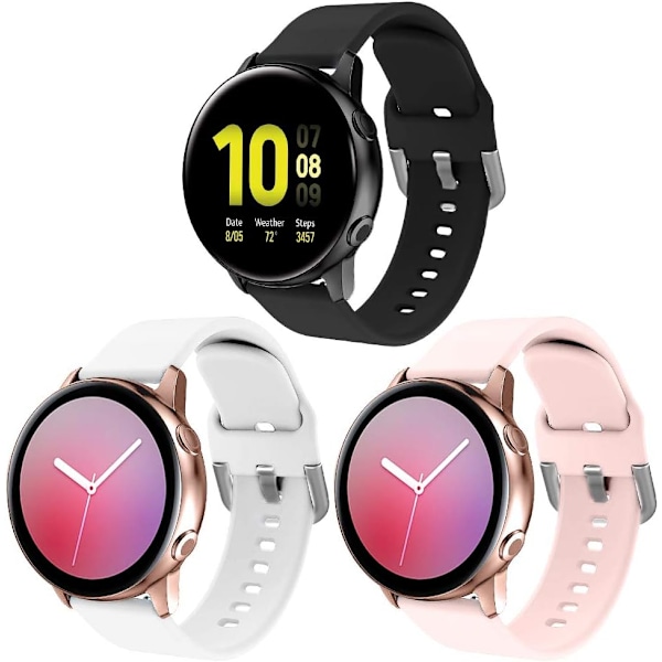 Silikone rem kompatibel med Samsung Galaxy Watch 3 41 mm rem / Aktiv 40 mm rem / Active 2 rem / Galaxy Watch 42 mm rem, Dame Herre Blød Silico