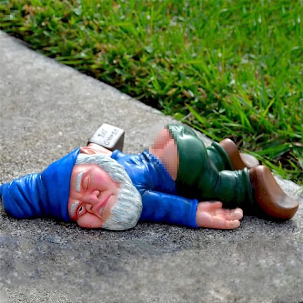 Kreativ Hagegnom Utendørs Gnomstatue Hagegnomhåndverk Hagedekorasjon Interessant Harpiksstatue (Blå)