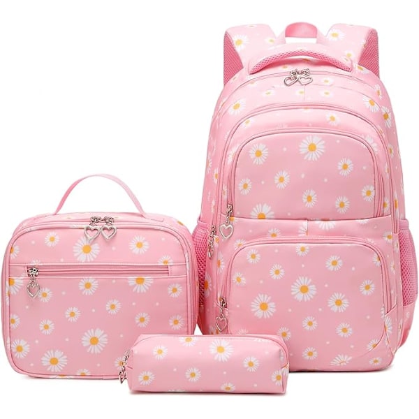 Daisy Prints Set med lunsjpakke Skoleveske for tenåring Jente