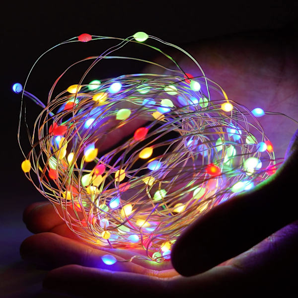 4-pakke 20 fot LED flerfargede fe-lys, batteridrevet, vanntett, 8 moduser for fester Multicolor