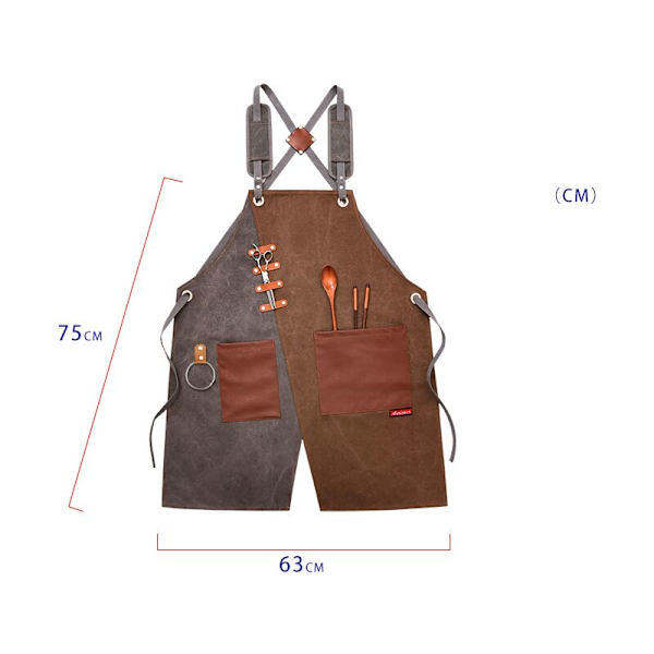 Trädgårdsförkläde jeansförkläde midjeoverall förkläde unisex (axelrem grågrön
