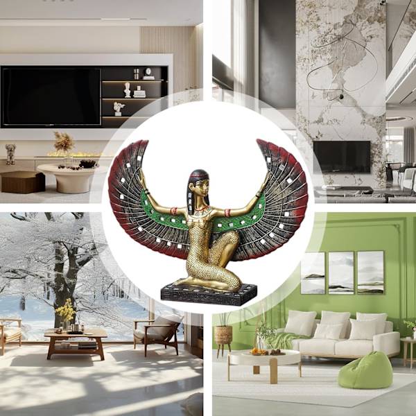 Egyptisk farao statue sæt | Mumie og sfinx skulpturer | Mytologi inspirerede ornamenter | Unik boligindretningssamling | Sfinxfigurer b