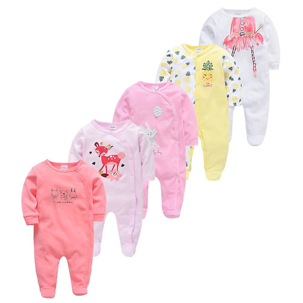 Våren Baby Pyjamas Jenter Gutter Jumpsuit 136 % Bomull Pustende Myk Jumpsuit Gull Gold 0-3M