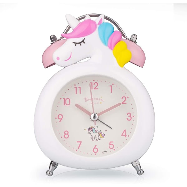 Barnväckarklocka med nattljus, Unicorn Double Bells Clock