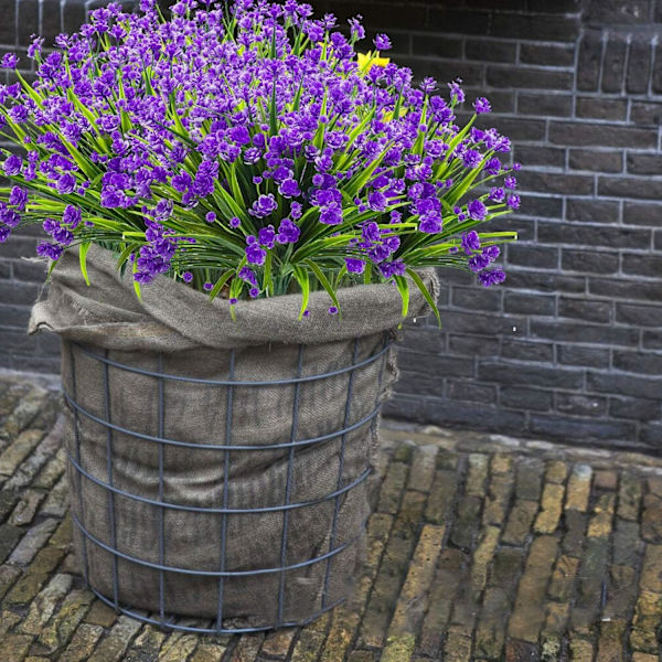 20 Bundter Kunstige Blomster til Udendørs Sommerdekoration, UV-Resistente (Lilla) Purple